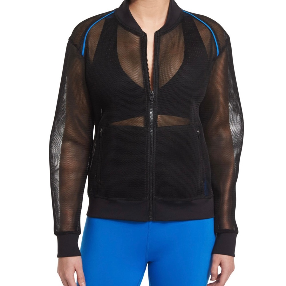 Mesh Zip-Up Athletic Bomber Jacket
